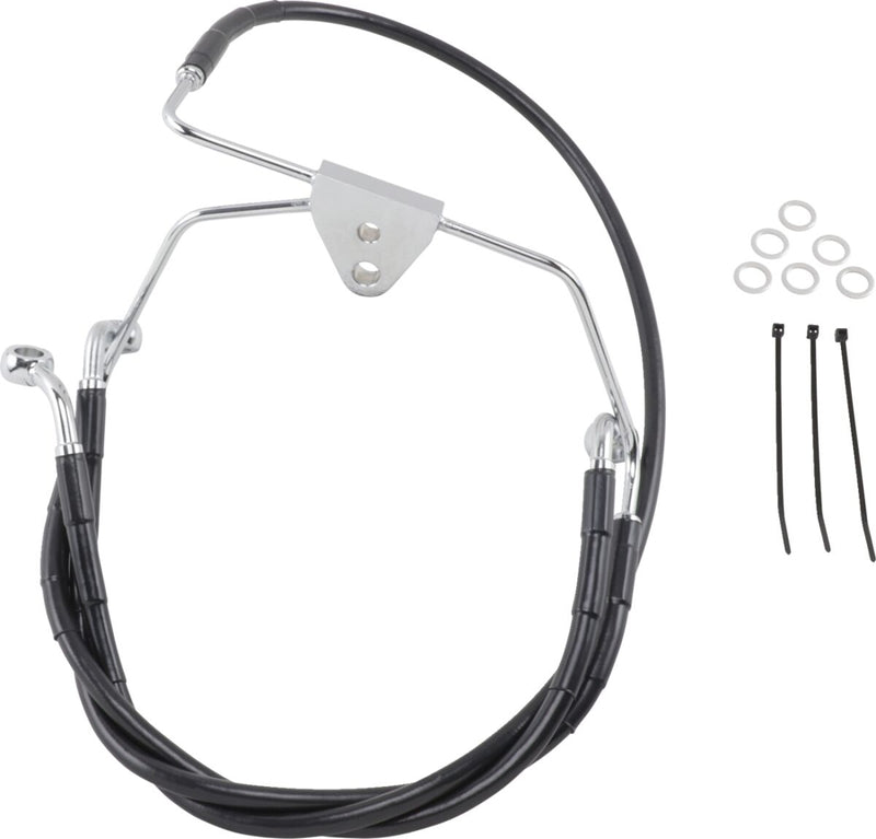 Drag Specialties Extended Length Black Vinyl Brake Line Kit Fits Harley-Davidson Touring Models 1996-2007