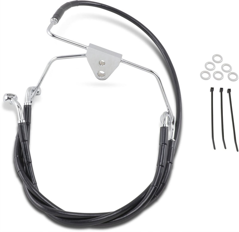 Drag Specialties Extended Length Black Vinyl Brake Line Kit Fits Harley-Davidson Touring Models 1996-2007