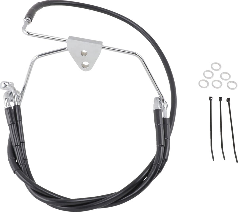 Drag Specialties Extended Length Black Vinyl Brake Line Kit Fits Harley-Davidson Touring Models 1996-2007