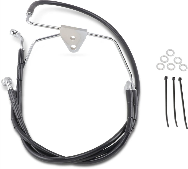 Drag Specialties Extended Length Black Vinyl Brake Line Kit Fits Harley-Davidson Touring Models 1996-2007
