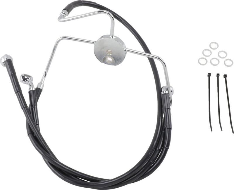 Drag Specialties Extended Length Black Vinyl Brake Line Kit Fits Harley-Davidson Touring Models 1994-2007