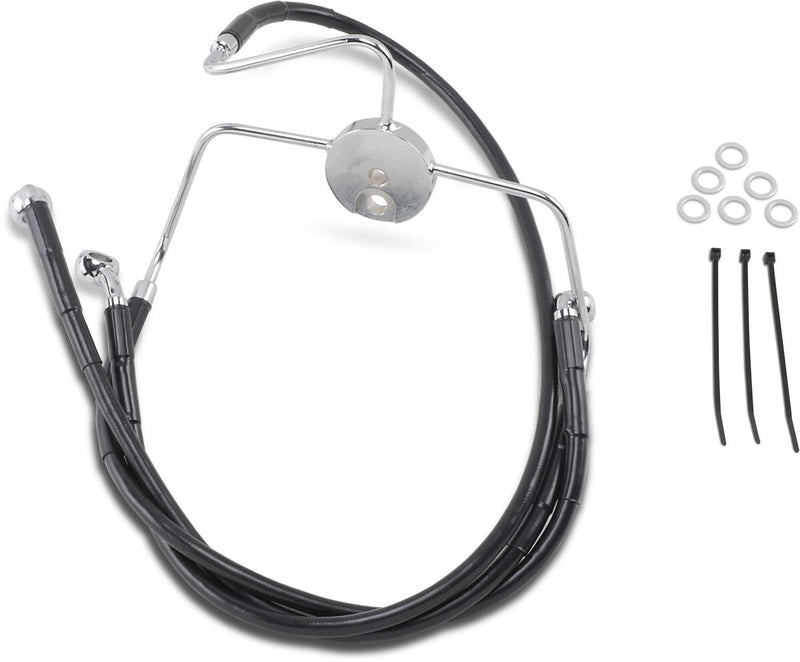 Drag Specialties Extended Length Black Vinyl Brake Line Kit Fits Harley-Davidson Touring Models 1994-2007