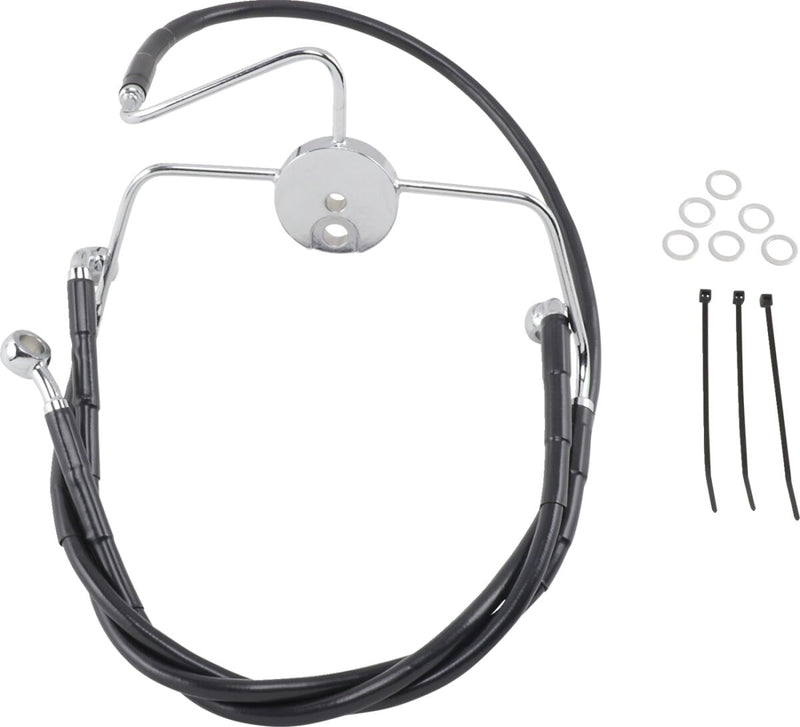Drag Specialties Extended Length Black Vinyl Brake Line Kit Fits Harley-Davidson Touring Models 1994-2007