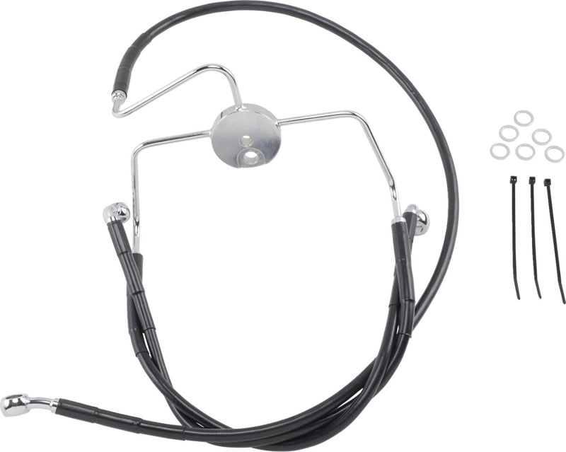 Drag Specialties Extended Length Black Vinyl Brake Line Kit Fits Harley-Davidson Touring Models 1974-2007