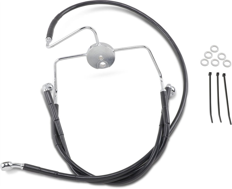 Drag Specialties Extended Length Black Vinyl Brake Line Kit Fits Harley-Davidson Touring Models 1974-2007