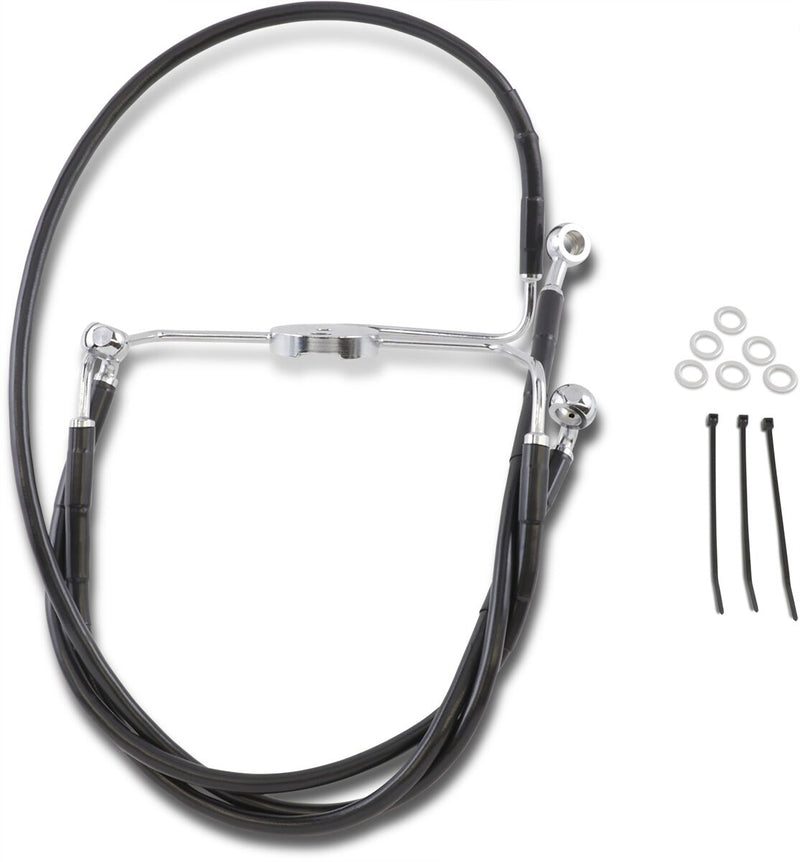 Drag Specialties Extended Length Black Vinyl Brake Line Kit Fits Harley-Davidson Touring Models 1994-2007