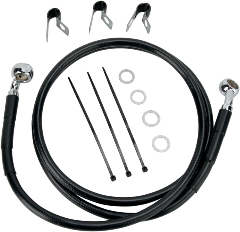 Drag Specialties Extended Length Black Vinyl Brake Line Kit Fits Harley-Davidson Softail Models 2000-2007