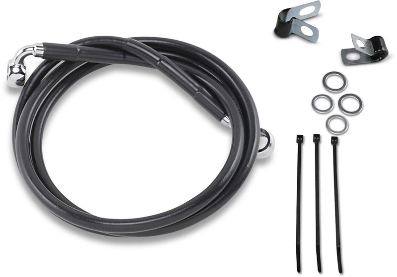 Drag Specialties Extended Length Black Vinyl Brake Line Kit Fits Harley-Davidson Softail Models 1999-2007