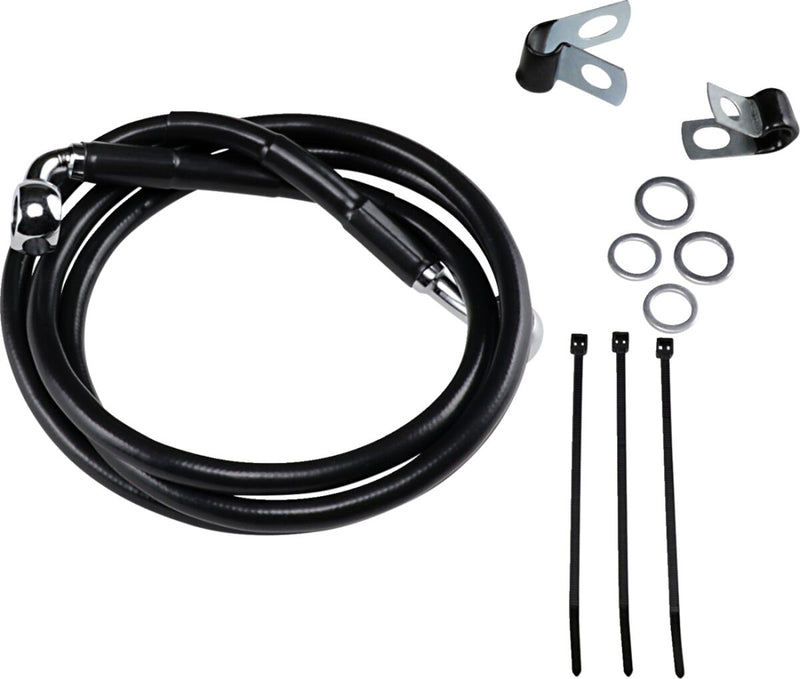Drag Specialties Extended Length Black Vinyl Brake Line Kit Fits Harley-Davidson Dyna, Sportster Models 1988-2003