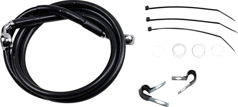 Drag Specialties Extended Length Black Vinyl Brake Line Kit Fits Harley-Davidson Dyna Models 2000-2005
