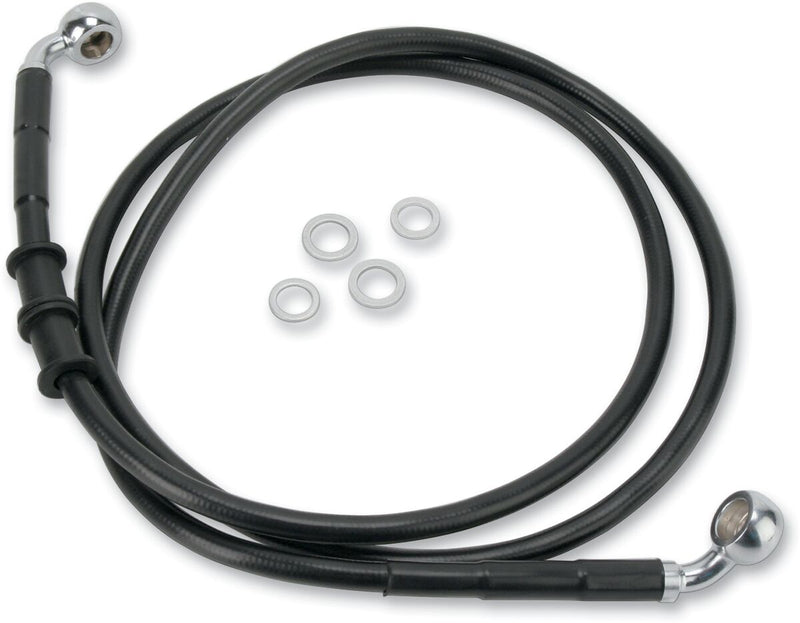 Drag Specialties Extended Length Black Vinyl Brake Line Kit Fits Harley-Davidson Dyna Models 2010-2015