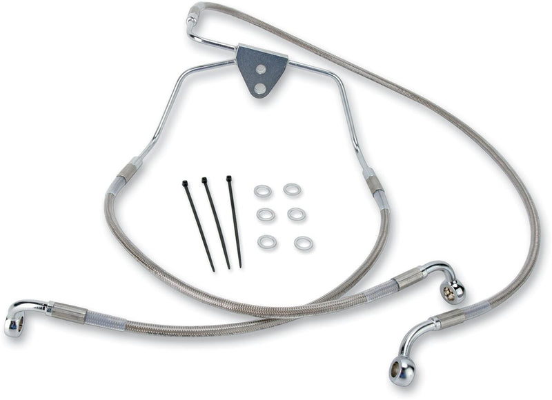 Drag Specialties Extended Length Stainless Steel Brake Line Kit Fits Harley-Davidson Touring Models 1996-2007
