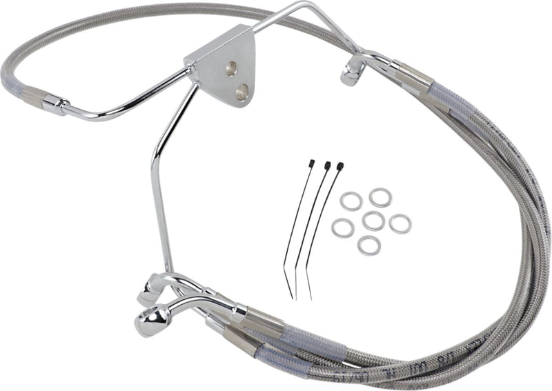 Drag Specialties Extended Length Stainless Steel Brake Line Kit Fits Harley-Davidson Touring Models 1996-2007