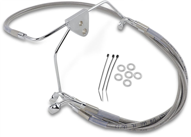 Drag Specialties Extended Length Stainless Steel Brake Line Kit Fits Harley-Davidson Touring Models 1996-2007