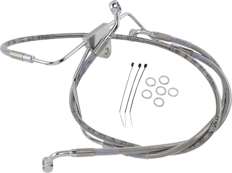 Drag Specialties Extended Length Stainless Steel Brake Line Kit Fits Harley-Davidson Touring Models 1996-2007