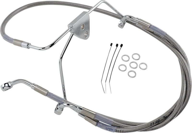 Drag Specialties Extended Length Stainless Steel Brake Line Kit Fits Harley-Davidson Touring Models 1996-2007