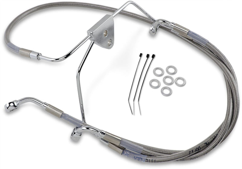 Drag Specialties Extended Length Stainless Steel Brake Line Kit Fits Harley-Davidson Touring Models 1996-2007