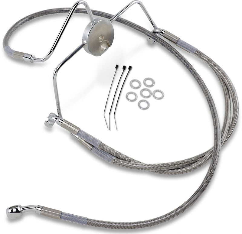 Drag Specialties Extended Length Stainless Steel Brake Line Kit Fits Harley-Davidson Touring Models 1994-2007