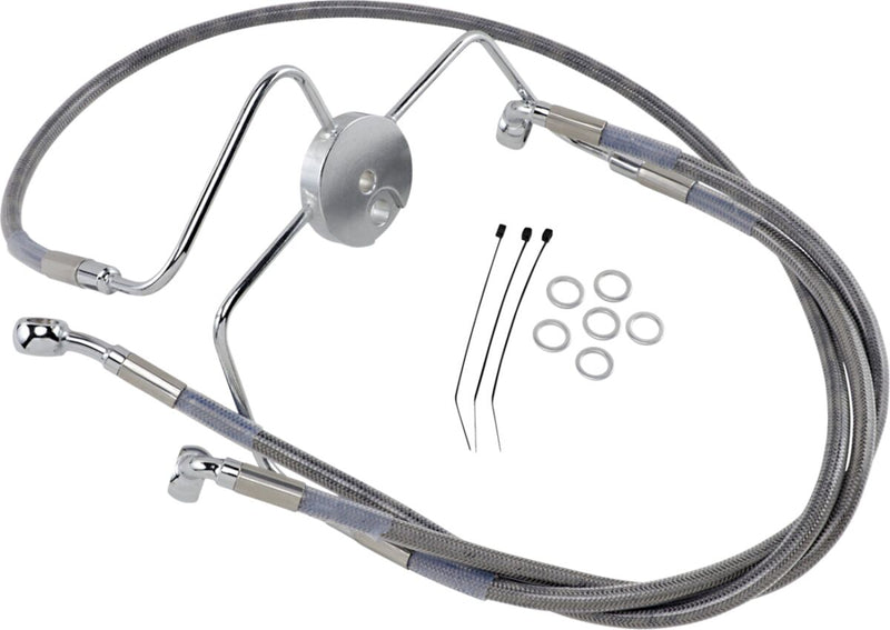 Drag Specialties Extended Length Stainless Steel Brake Line Kit Fits Harley-Davidson Touring Models 1994-2007