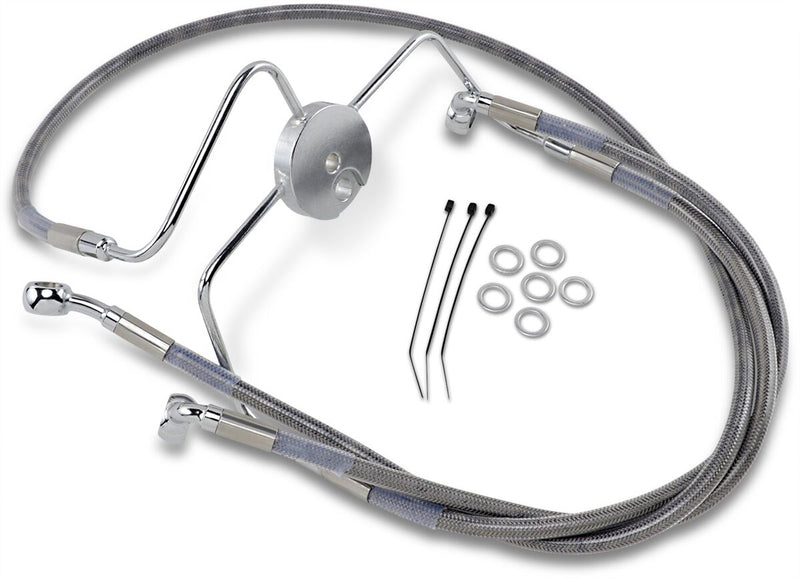 Drag Specialties Extended Length Stainless Steel Brake Line Kit Fits Harley-Davidson Touring Models 1994-2007