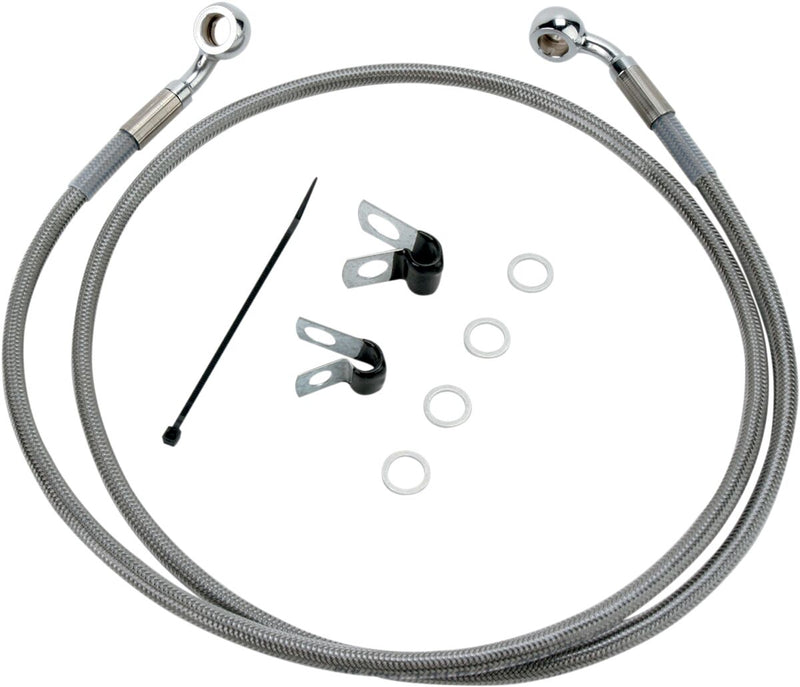 Drag Specialties Extended Length Stainless Steel Brake Line Kit Fits Harley-Davidson Sportster Models 2004-2010