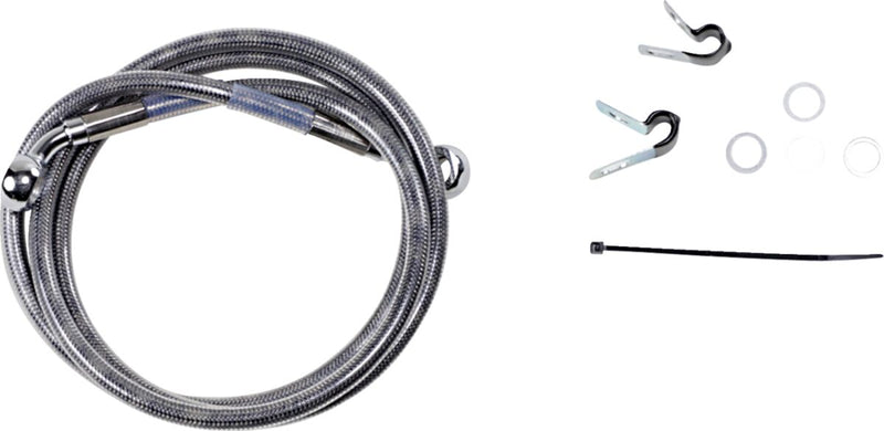Drag Specialties Extended Length Stainless Steel Brake Line Kit Fits Harley-Davidson Sportster Models 2004-2012