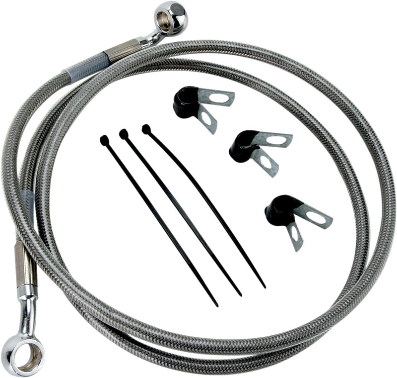 Drag Specialties Extended Length Stainless Steel Brake Line Kit Fits Harley-Davidson Softail Models 2000-2007