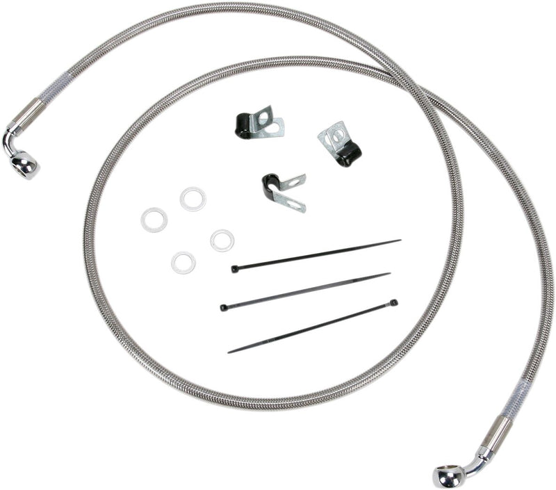 Drag Specialties Extended Length Stainless Steel Brake Line Kit Fits Harley-Davidson Softail Models 2000-2007
