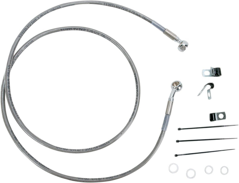 Drag Specialties Extended Length Stainless Steel Brake Line Kit Fits Harley-Davidson Softail Models 2000-2007