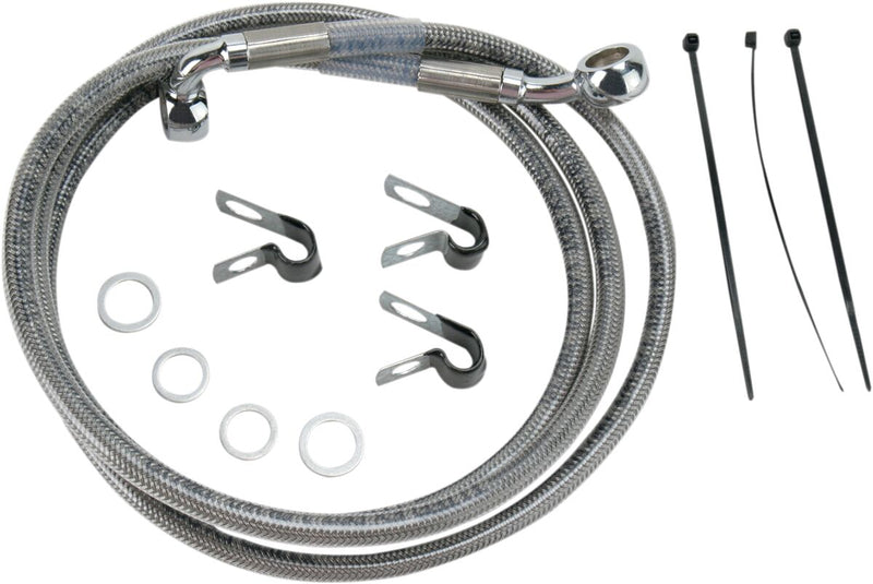 Drag Specialties Extended Length Stainless Steel Brake Line Kit Fits Harley-Davidson Softail Models 2000-2007