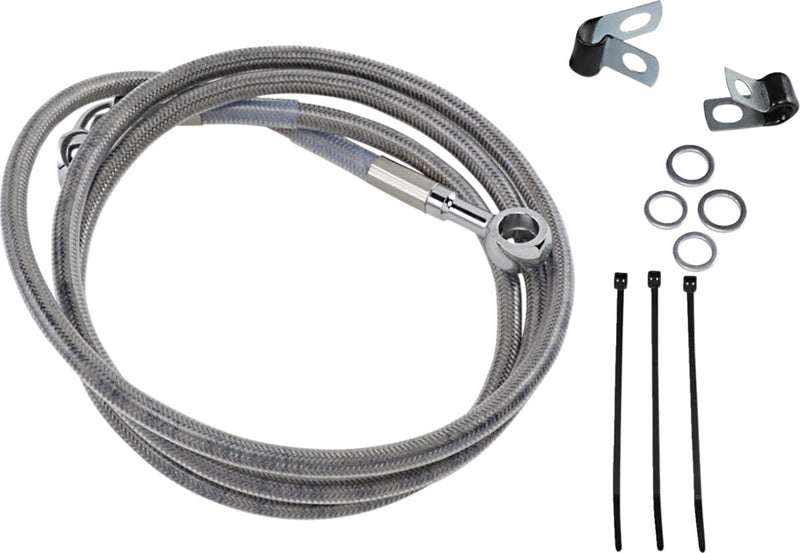 Drag Specialties Extended Length Stainless Steel Brake Line Kit Fits Harley-Davidson Dyna, Softail Models 1985-2005