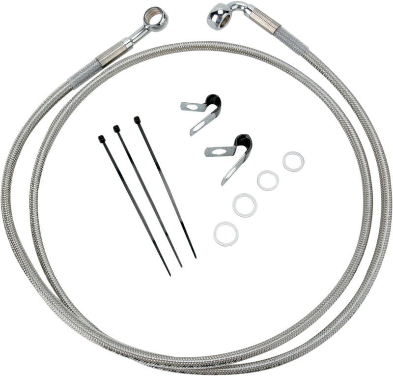 Drag Specialties Extended Length Stainless Steel Brake Line Kit Fits Harley-Davidson Dyna, Sportster Models 1988-2003