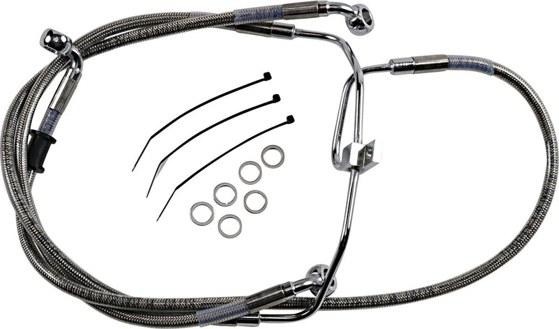 Drag Specialties Extended Length Stainless Steel Brake Line Kit Fits Harley-Davidson Dyna Models 2008-2015