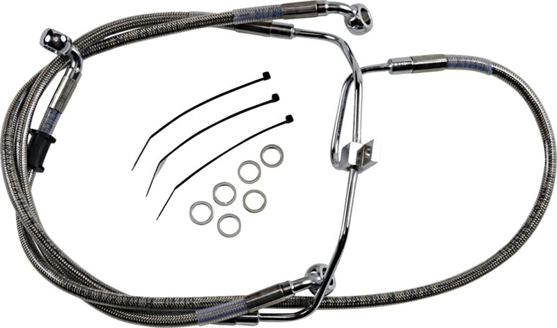 Drag Specialties Extended Length Stainless Steel Brake Line Kit Fits Harley-Davidson Dyna Models 2008-2015