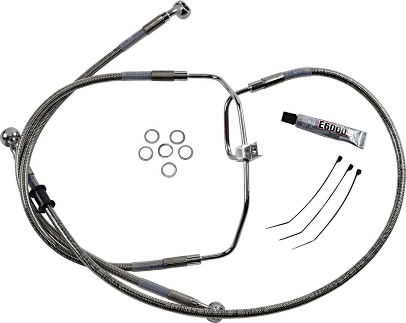 Drag Specialties Extended Length Stainless Steel Brake Line Kit Fits Harley-Davidson Dyna Models 2008-2015