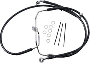 Drag Specialties Extended Length Black Vinyl Brake Line Kit Fits Harley-Davidson Dyna Models 2008-2015