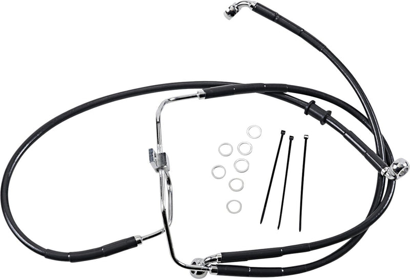 Drag Specialties Extended Length Black Vinyl Brake Line Kit Fits Harley-Davidson Dyna Models 2007-2017