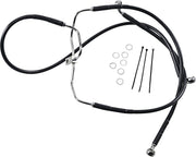 Drag Specialties Extended Length Black Vinyl Brake Line Kit Fits Harley-Davidson Dyna Models 2008-2017