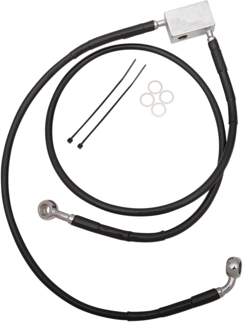 Drag Specialties Extended Length Black Vinyl Brake Line Kit #640221-2BLK
