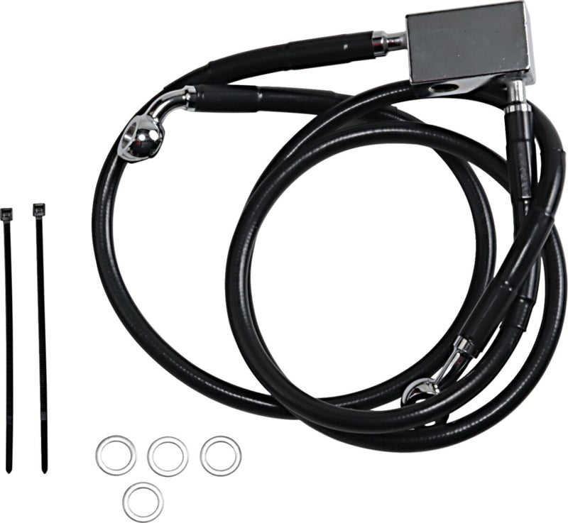 Drag Specialties Extended Length Black Vinyl Brake Line Kit Fits Harley-Davidson Softail Models 2000-2003