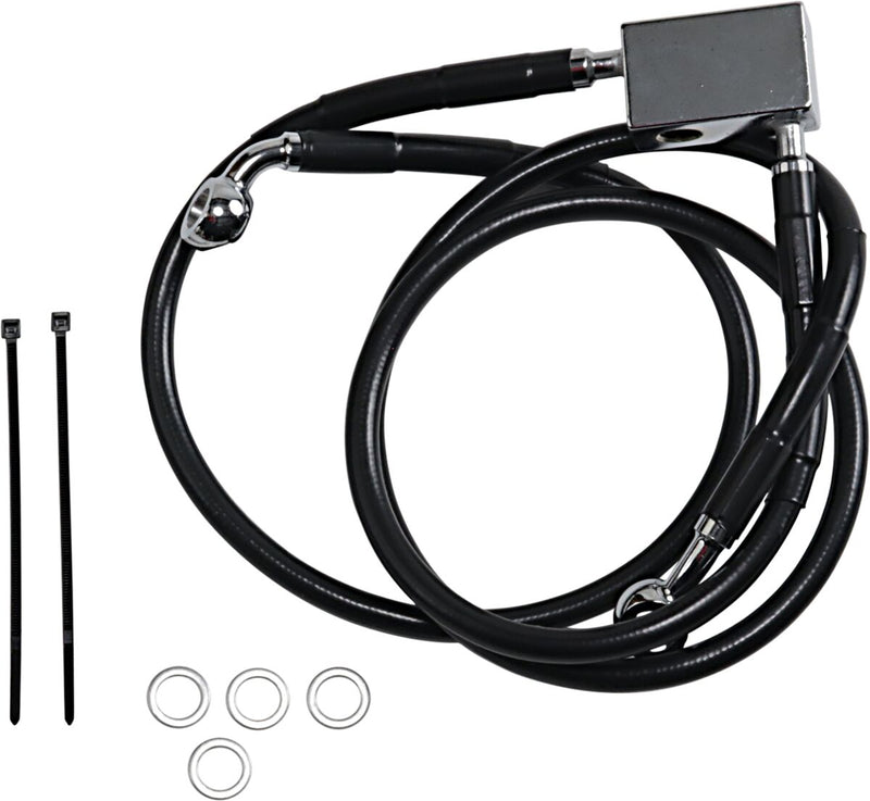Drag Specialties Extended Length Black Vinyl Brake Line Kit Fits Harley-Davidson Softail Models 2000-2003