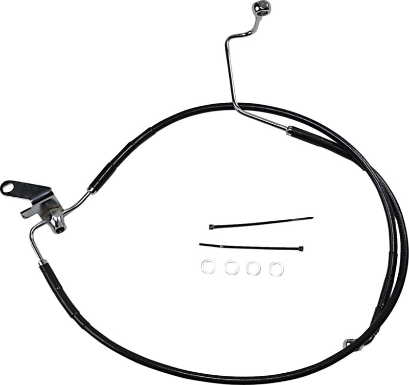 Drag Specialties Extended Length Black Vinyl Brake Line Kit Fits Harley-Davidson Softail Models 2004-2006