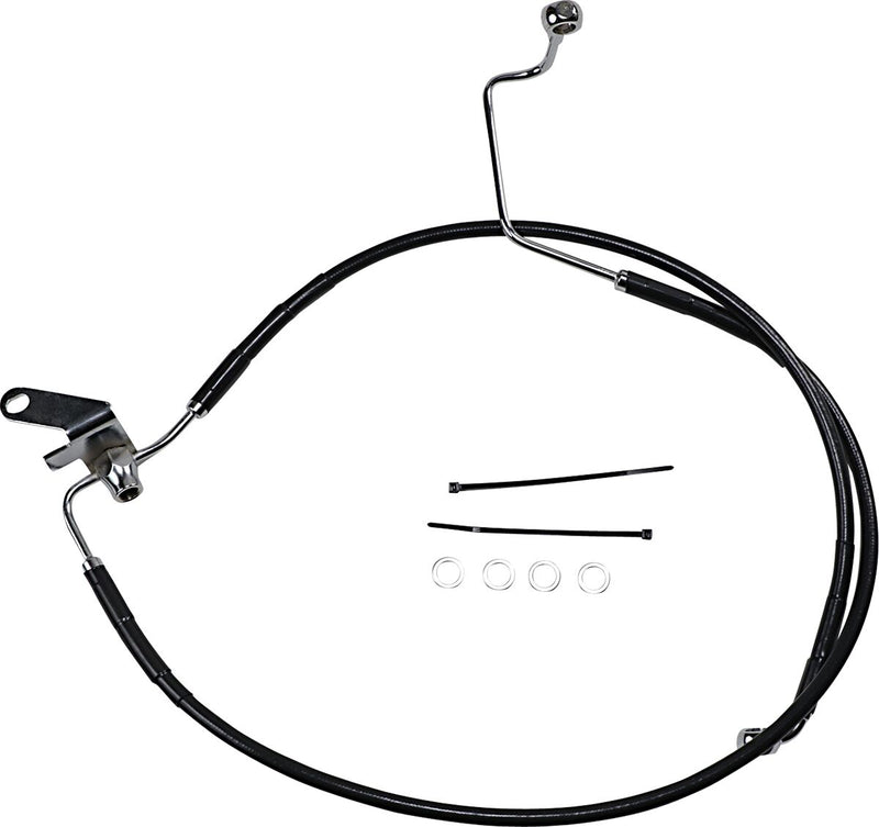 Drag Specialties Extended Length Black Vinyl Brake Line Kit Fits Harley-Davidson Softail Models 2004-2006