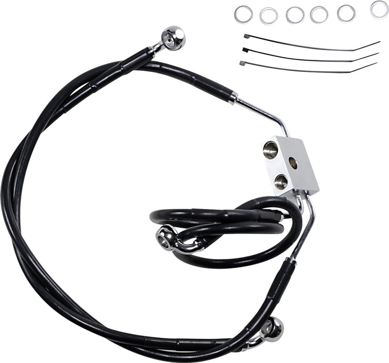 Drag Specialties Extended Length Black Vinyl Brake Line Kit #612137-4BLK