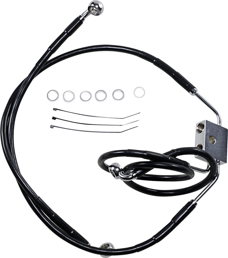 Drag Specialties Extended Length Black Vinyl Brake Line Kit #612137-6BLK