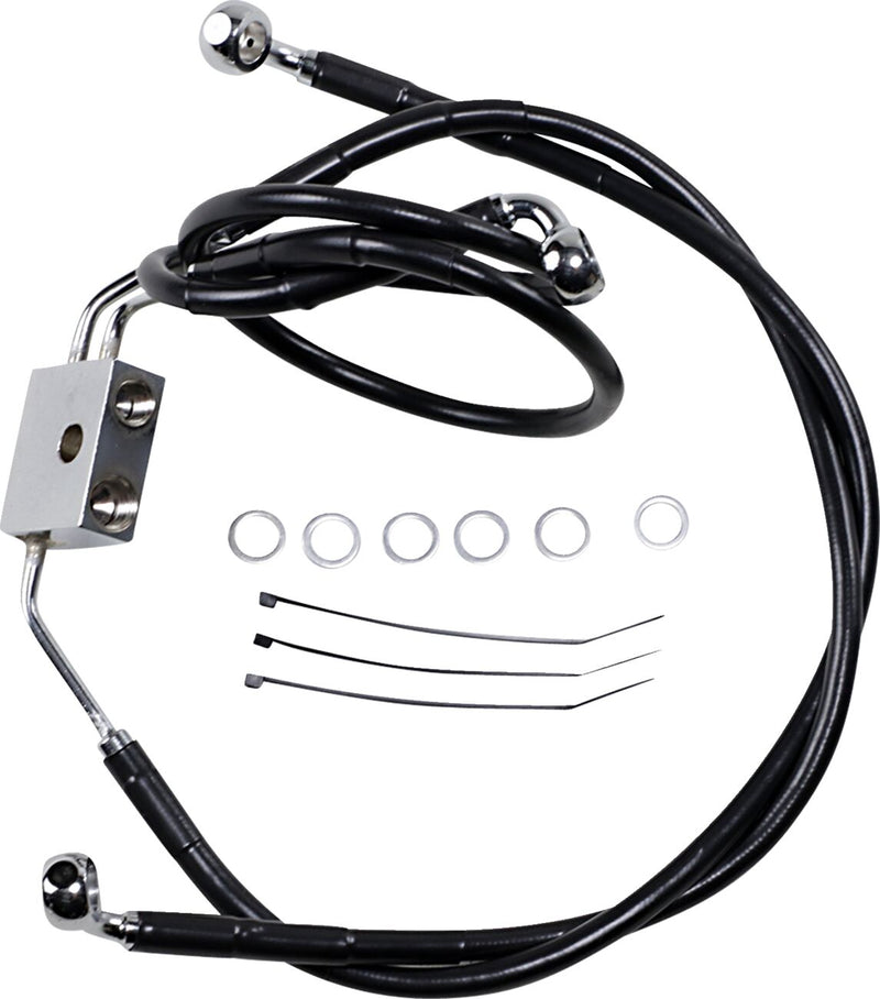 Drag Specialties Extended Length Black Vinyl Brake Line Kit #612137-8BLK
