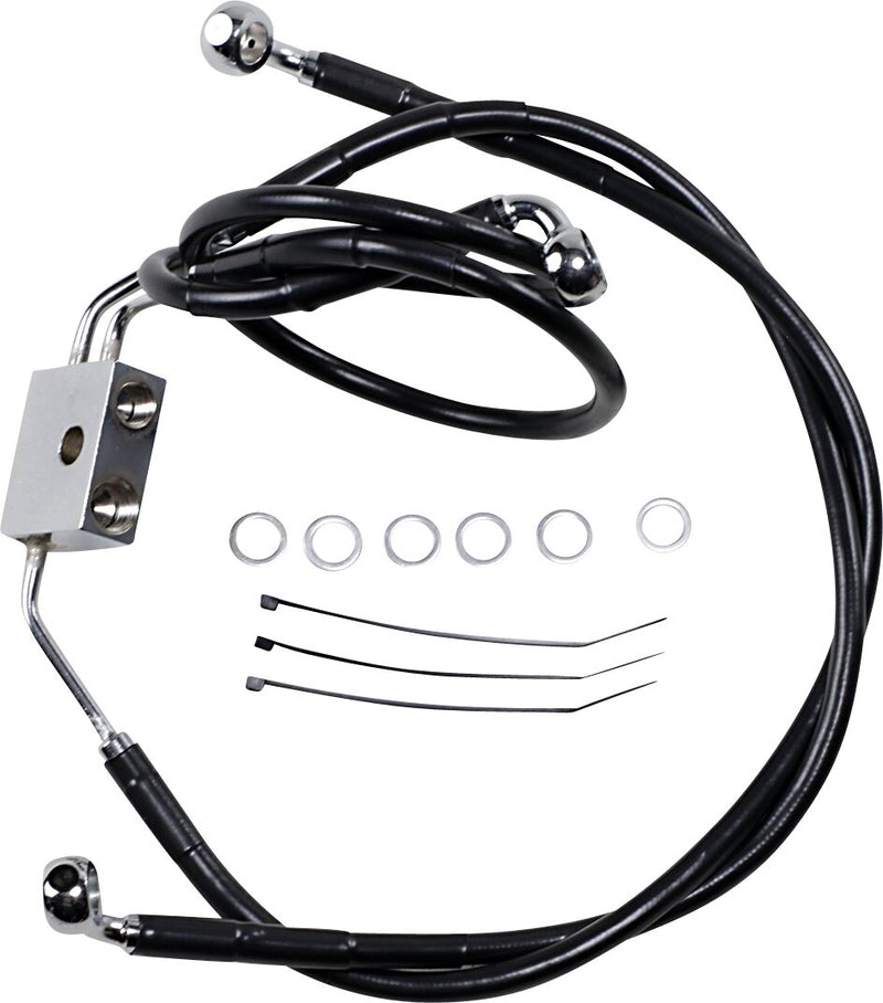 Drag Specialties Extended Length Black Vinyl Brake Line Kit #612137-8BLK