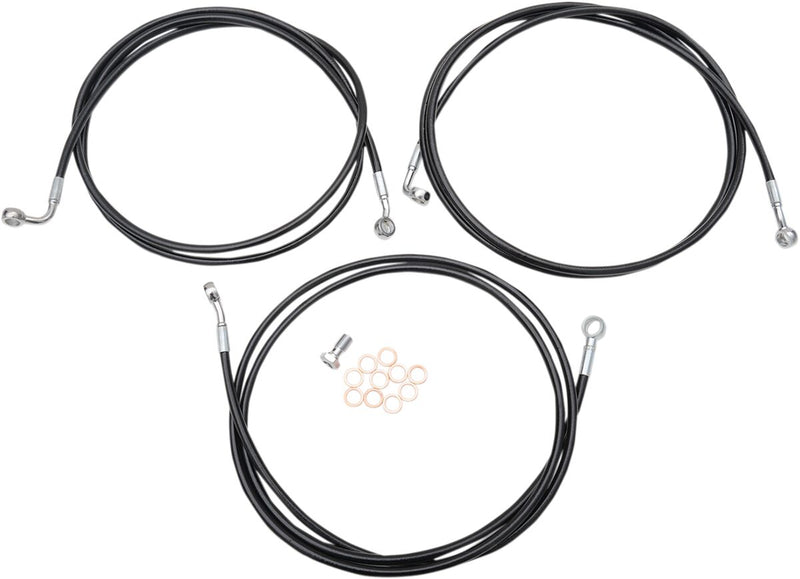 LA Choppers Black Braided Brake Line Kit 46 cm - 51 cm (18" - 20") Front Ape Hanger Stainless Steel Vinyl #LA-8052B19B