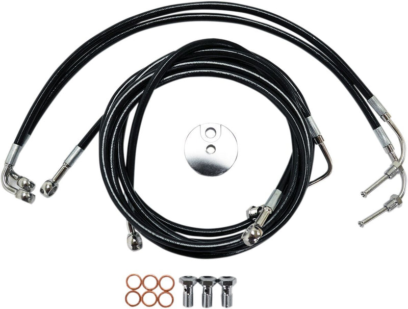 Black Braided Brake Line Kit Dyna, Softail, Touring #LA-8051B16B
