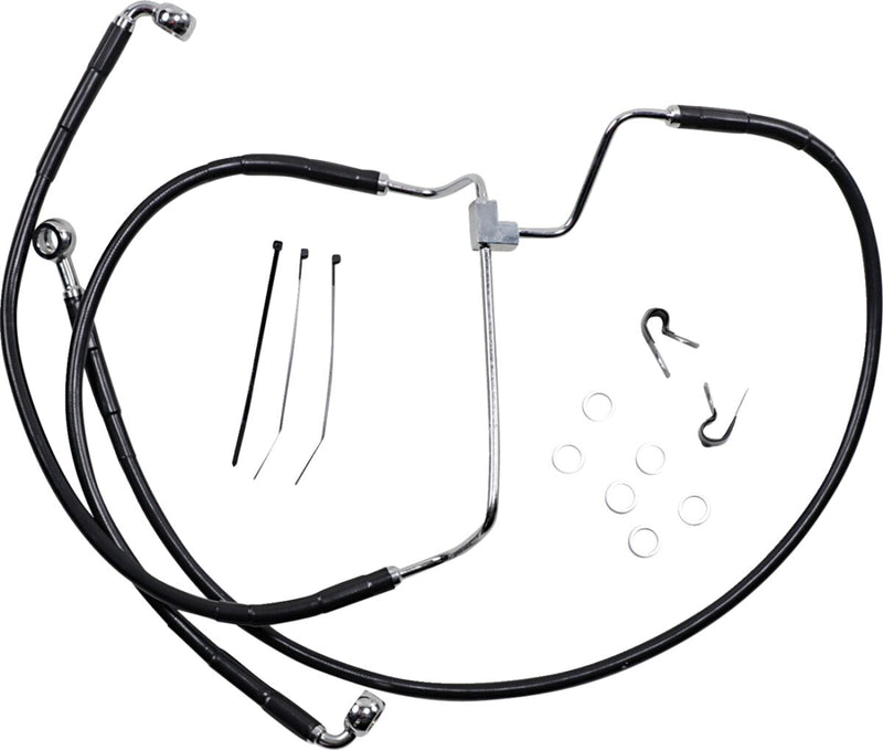 Drag Specialties Extended Length Black Vinyl Brake Line Kit #614085-2BLK